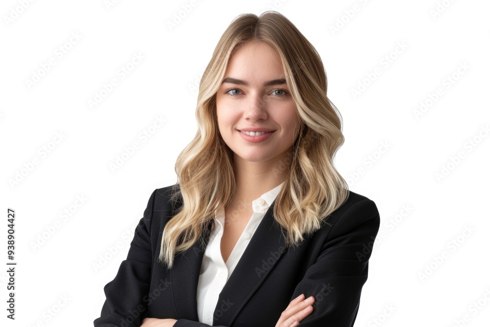 Happy young business woman portrait on white background. Happy young business woman portrait on white background.