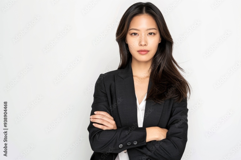 Portrait of the beautiful asian businesswoman with arms crossed on a white background Portrait of the beautiful asian businesswoman with arms crossed on a white background