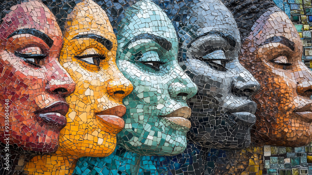 Mosaic Portrait of Diverse Faces Mosaic Portrait of Diverse Faces