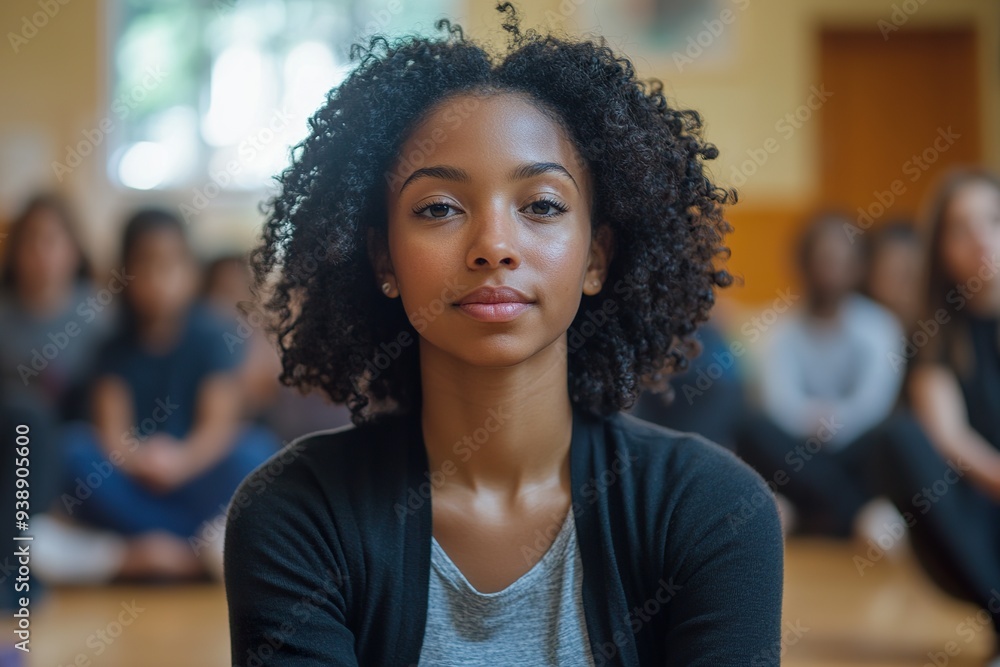 Show a teacher leading a mindfulness exercise to help students focus and relax Show a teacher leading a mindfulness exercise to help students focus and relax