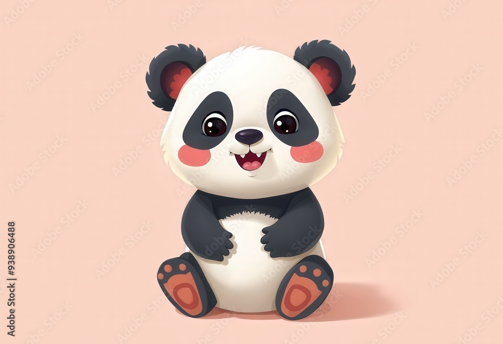 Naklejka premium panda with a flower