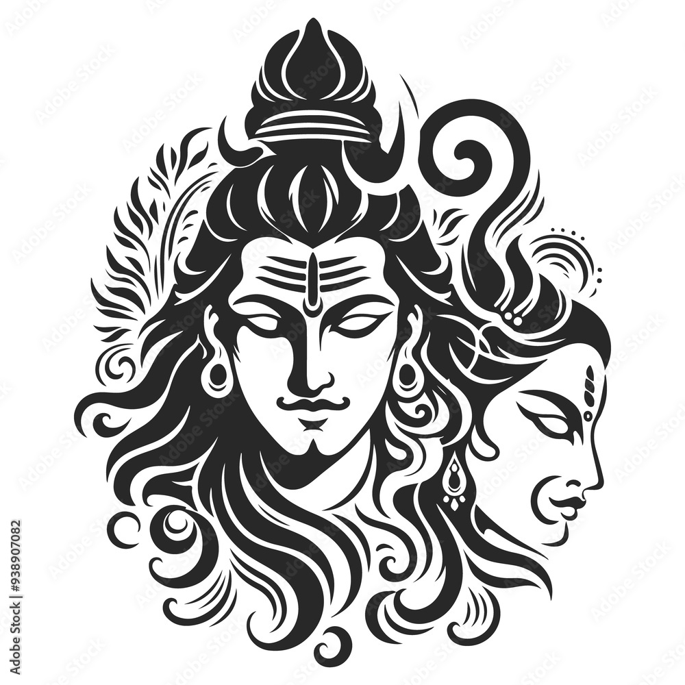 A Mesmerizing Illustration of Lord Shiv and Goddess Durga A Mesmerizing Illustration of Lord Shiv and Goddess Durga