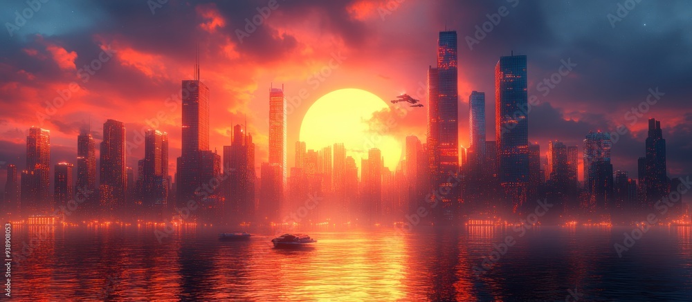 Fototapeta premium Cityscape at Sunset