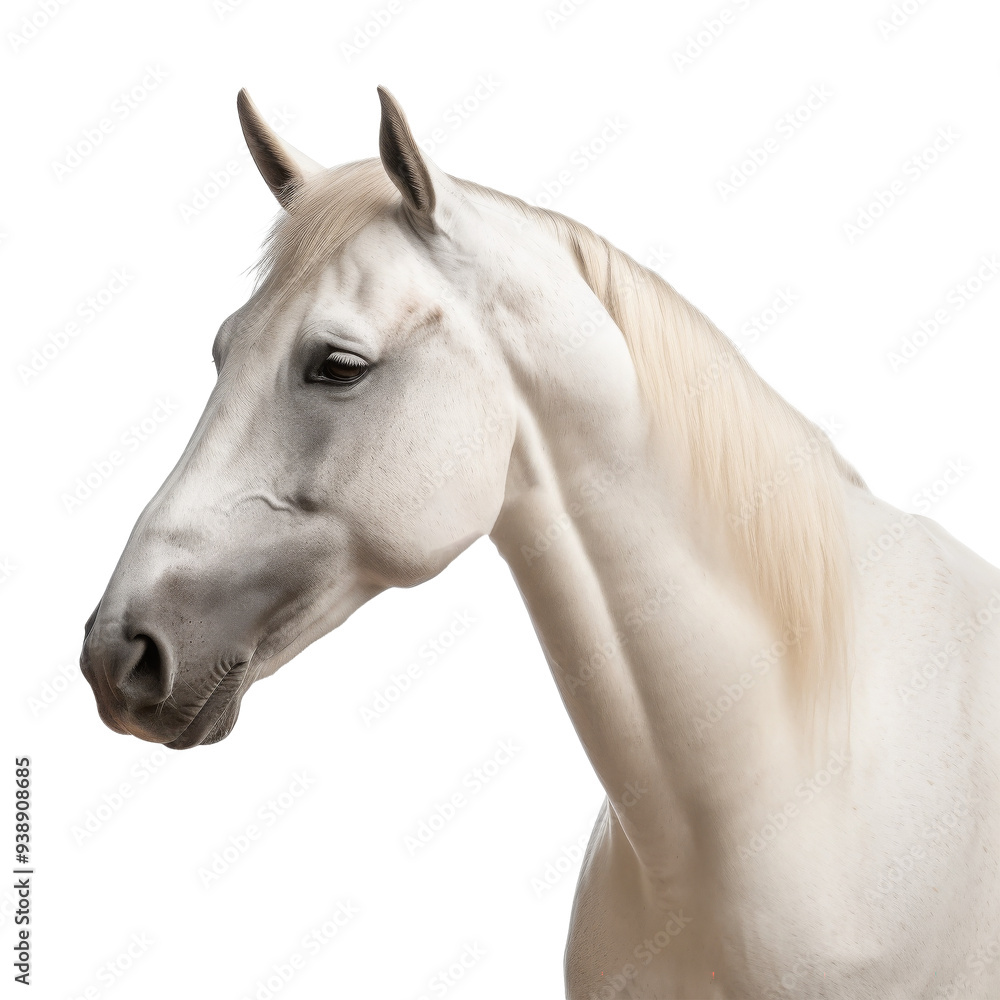 Beautiful horse looking isolated on white