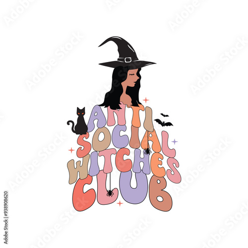 Halloween witch on a broom, Halloween t-shirt, Anti social witches club