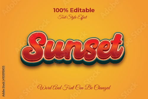 Sunset editable text effect template