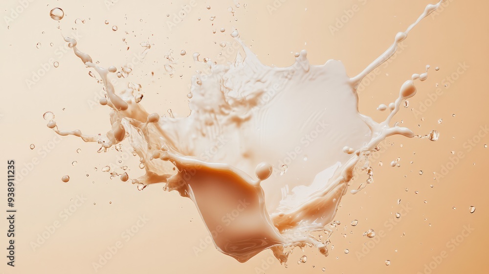 Liquid Cosmetic Makeup with Milk and Foundation Splash on Colored Background Liquid Cosmetic Makeup with Milk and Foundation Splash on Colored Background