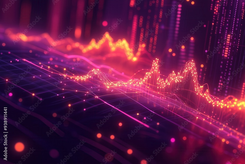 Obraz premium Futuristic Data Visualization with Glowing Analytics and Graphs