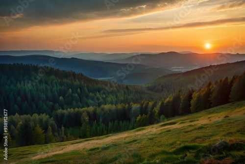 Mountain nature sunset in Czech republic - Saxony Generative AI