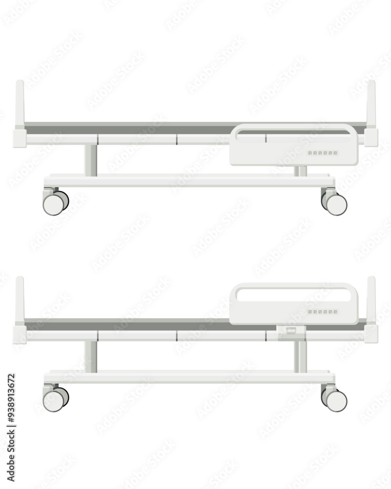 Medical equipment, beds electric for patients in hospitals and clinics, including residential homes. Flat design Medical equipment, beds electric for patients in hospitals and clinics, including residential homes. Flat design
