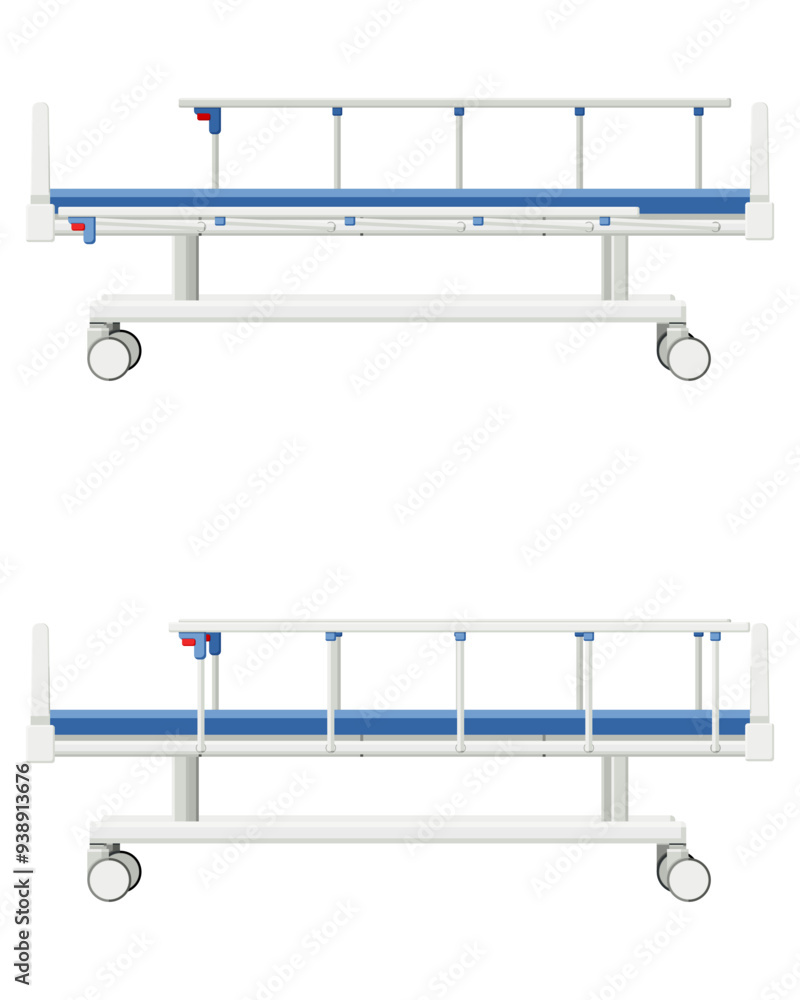 Medical equipment, beds electric for patients in hospitals and clinics, including residential homes. Flat design Medical equipment, beds electric for patients in hospitals and clinics, including residential homes. Flat design