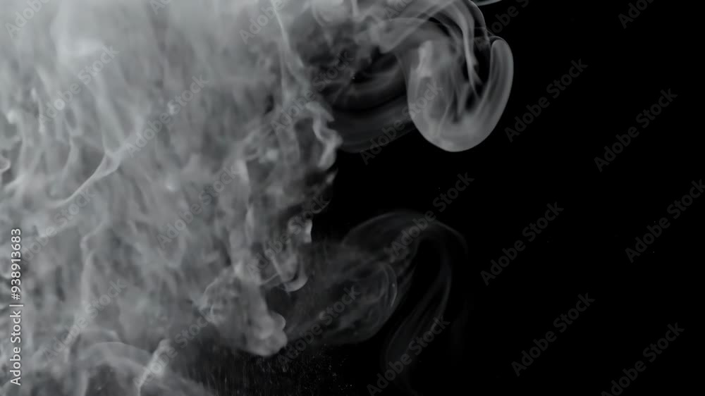 White Smoke and Steam with Snowy Cold Wind on a Black Background White Smoke and Steam with Snowy Cold Wind on a Black Background