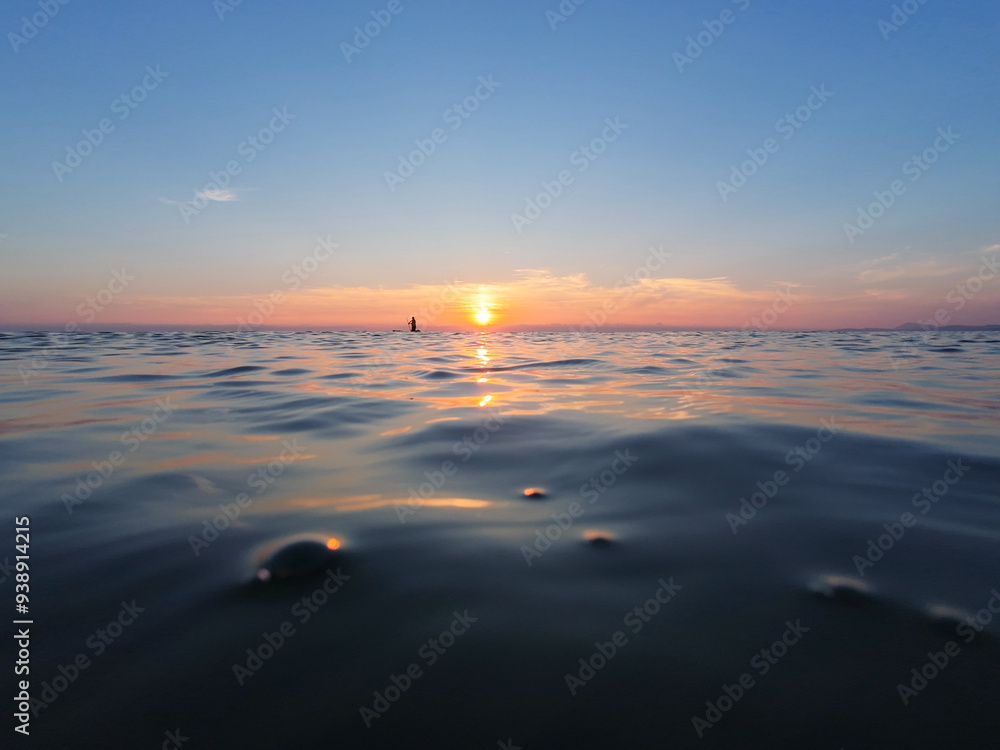 Naklejka premium Wonderful sunrise on the Senigallia beach, Adriatic sea, Marche region, Italy