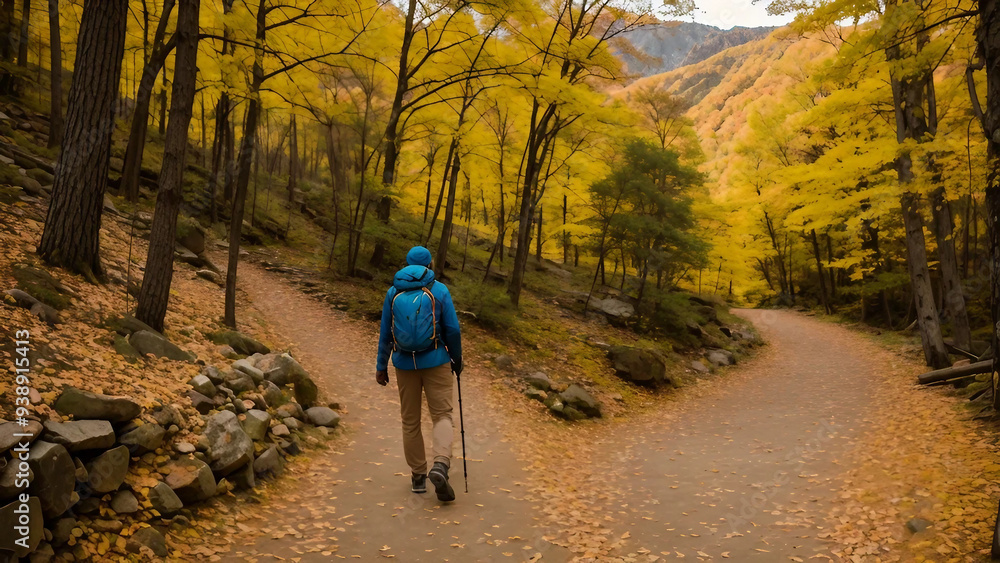 Fototapeta premium 가을 산 하이킹