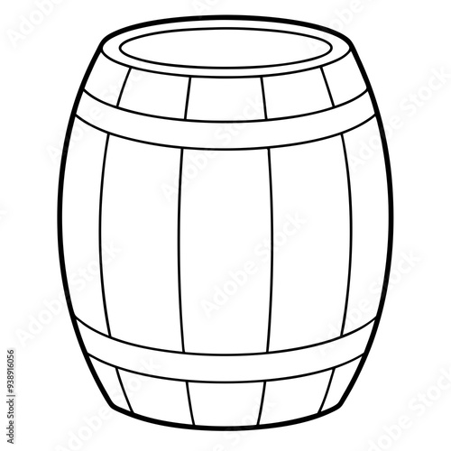 Barrel drawing line art vector illustration