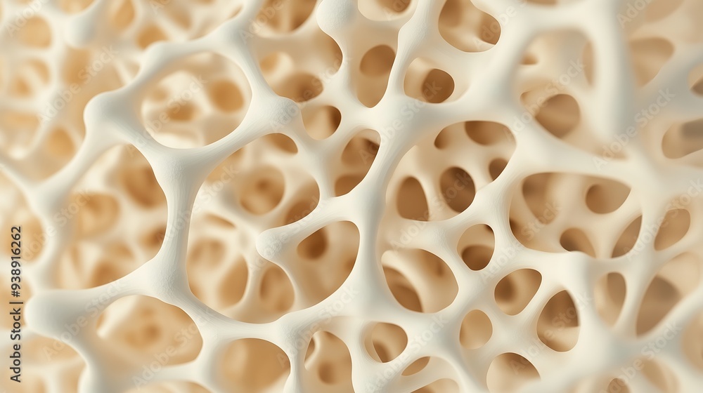 Microscopic view of bone structure, detailed osteons, 3D illustration Microscopic view of bone structure, detailed osteons, 3D illustration