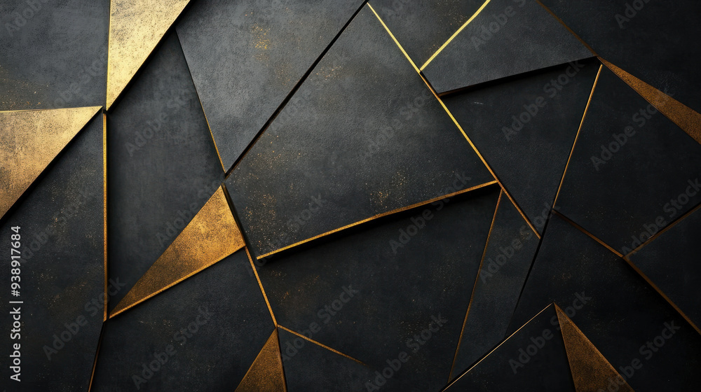 Dark Geometric Background, A striking dark background features golden edges and unique geometric shapes, ideal for modern design and artistic projects Dark Geometric Background, A striking dark background features golden edges and unique geometric shapes, ideal for modern design and artistic projects