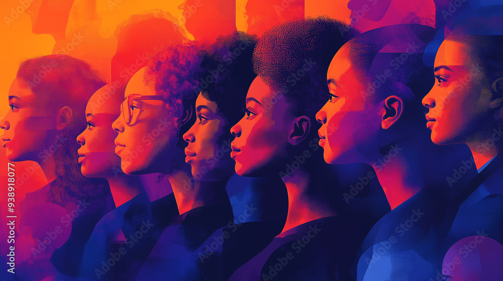 Diverse Female Faces in a Vibrant Gradient Diverse Female Faces in a Vibrant Gradient