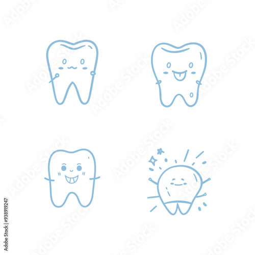 Set of Cute Dental Simple Logo Design Vector