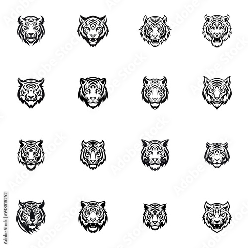Set of Tiger Head Logo Design Vector