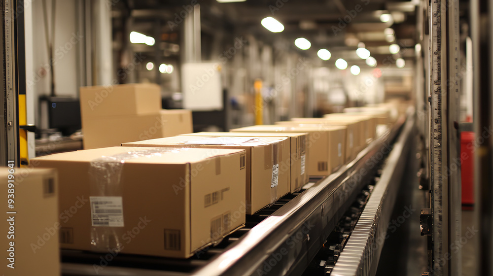 The conveyor belt is depicted as moving the cardboard boxes through various stages of the warehouse. It’s usually designed for efficient movement of goods. The conveyor belt is depicted as moving the cardboard boxes through various stages of the warehouse. It’s usually designed for efficient movement of goods.