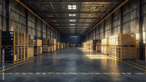 Wallpaper Mural A warehouse packed with cargo but currently unoccupied.
 Torontodigital.ca