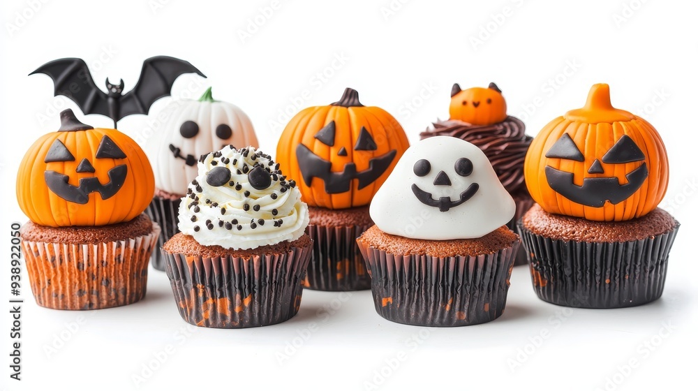 Spooky Halloween Cupcakes with Pumpkins Bats and Skulls Spooky Halloween Cupcakes with Pumpkins Bats and Skulls