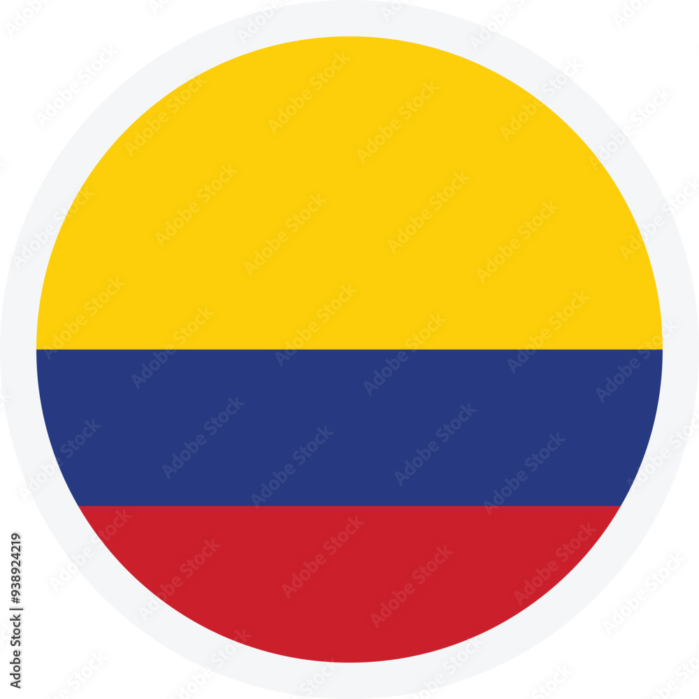 Flag of Colombia. Round icon on transparent background. Flat style Flag of Colombia. Round icon on transparent background. Flat style
