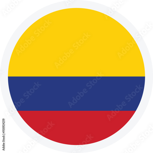 Flag of Colombia. Round icon on transparent background. Flat style