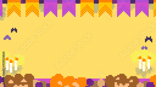 ハロウィンのドット絵の背景