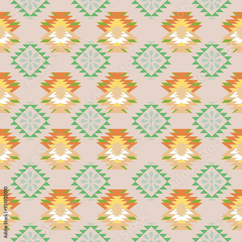 Geometric pattern Native American fabric patterns, colorful, used for decoration or all types of fabric projects. Bright and warm with colors and patterns..
