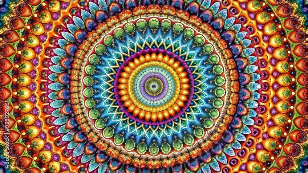 Intricate geometric composition featuring concentric circles and mesmerizing patterns in vibrant colors, creating a stunning visual representation of harmony and symmetry. Intricate geometric composition featuring concentric circles and mesmerizing patterns in vibrant colors, creating a stunning visual representation of harmony and symmetry.