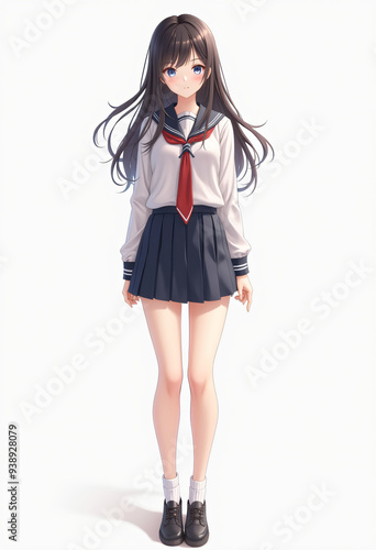 Anime girl in school uniform