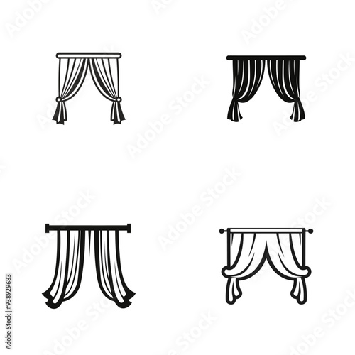 Set of Curtain Logo Design Vector