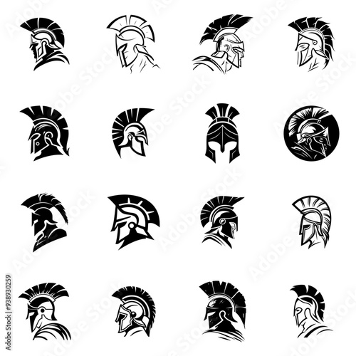 Set of Spartan Logo Design Vector