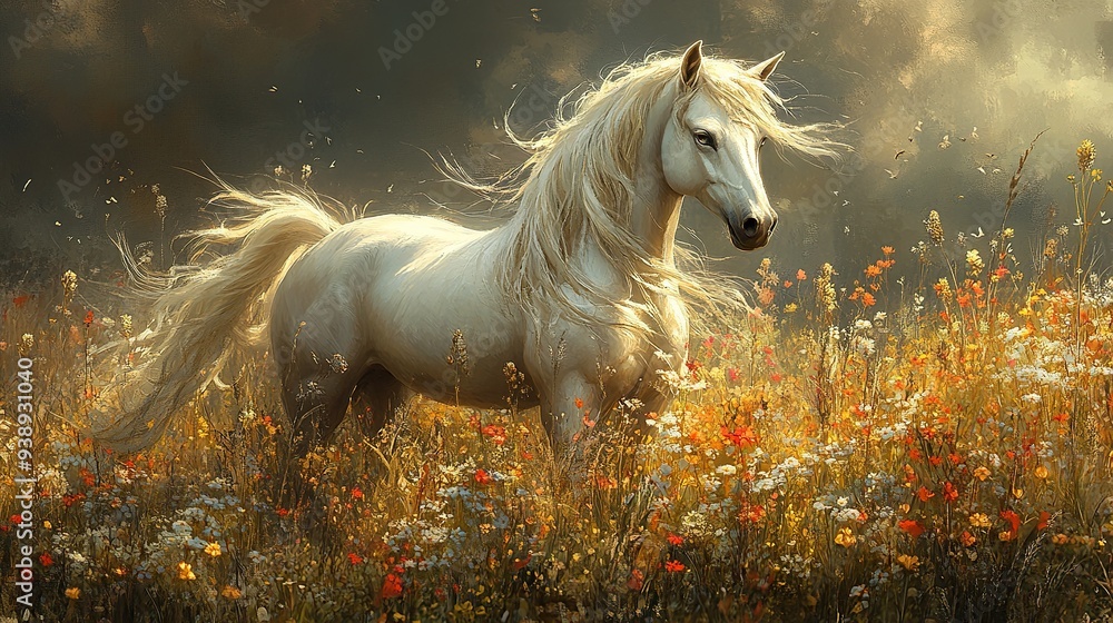 unicorn in a flower meadow unicorn in a flower meadow