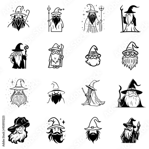 Set of Wizard Logo Design Vector