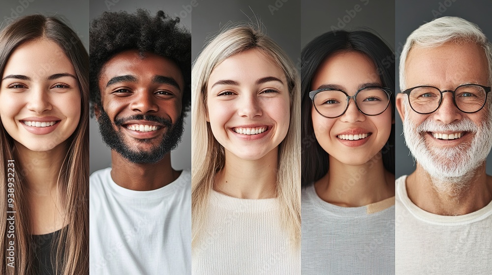 Diverse group of happy people, young and old, in a headshot collage Diverse group of happy people, young and old, in a headshot collage