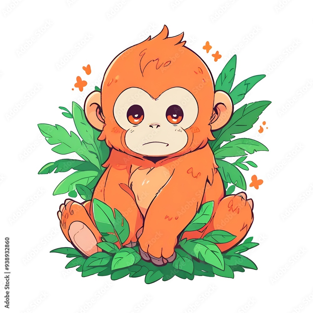Cute Orange Monkey Illustration Cute Orange Monkey Illustration