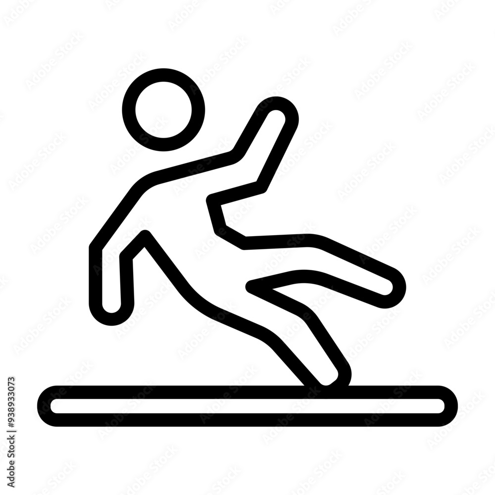 Slippery Floor Vector Line Icon Design Slippery Floor Vector Line Icon Design