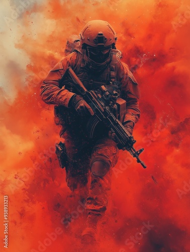 War soldier scene in battlefield background concept