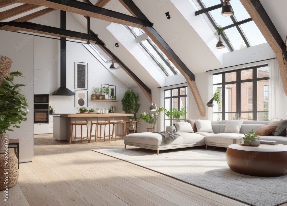 new modern scandinavian loft apartment. 3d rendering new modern scandinavian loft apartment. 3d rendering