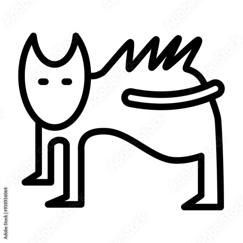 Scary Cat Vector Line Icon Design