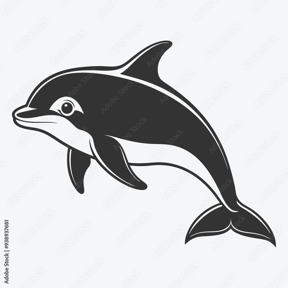 Fototapeta premium Vaquita Silhouette Vector Stunning Marine Life Illustration in Crisp Detail