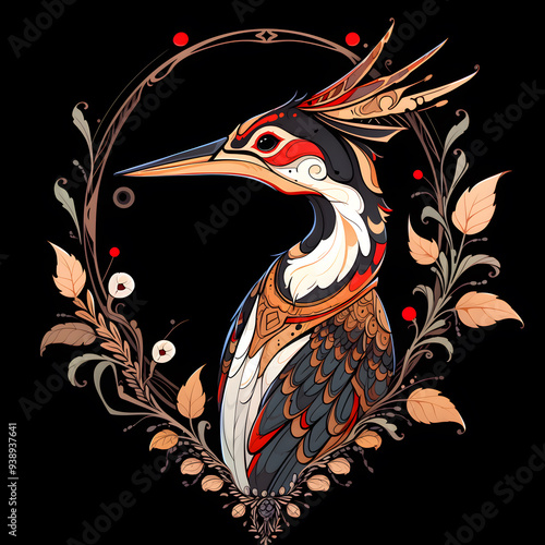 Woodpecker Bird symmetry layout illustration photo