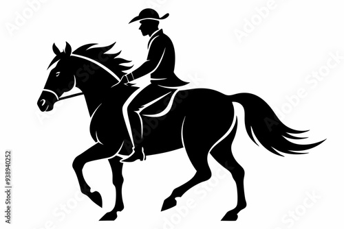 Horse ridding silhouette vector Illustration, Man Ridding with Black and White