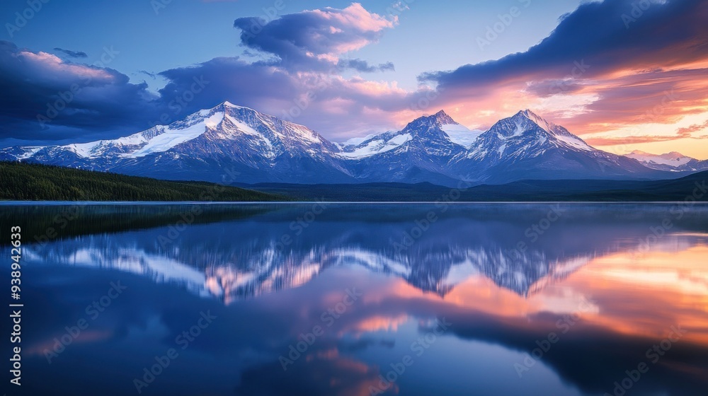 Serene Mountain Reflection at Sunset Serene Mountain Reflection at Sunset