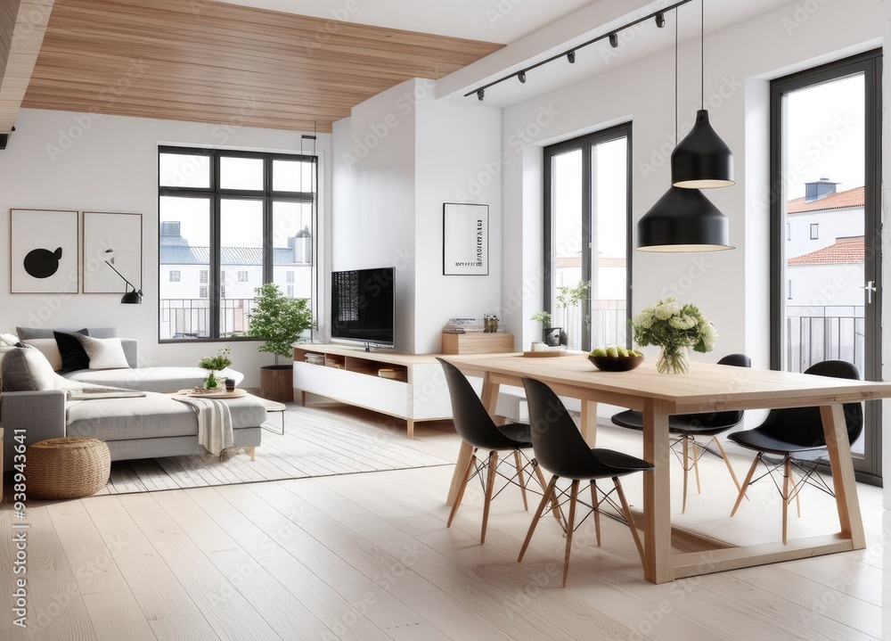 new modern scandinavian loft apartment. 3d rendering new modern scandinavian loft apartment. 3d rendering