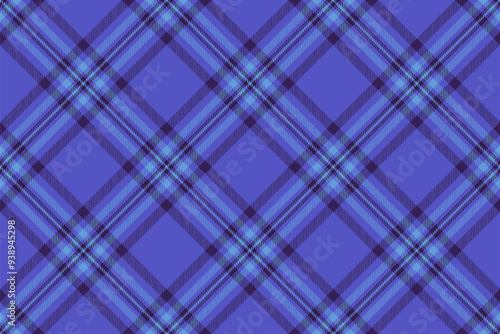 Tissue plaid vector fabric, close up textile background pattern. Skirt tartan check texture seamless in blue and violet colors.