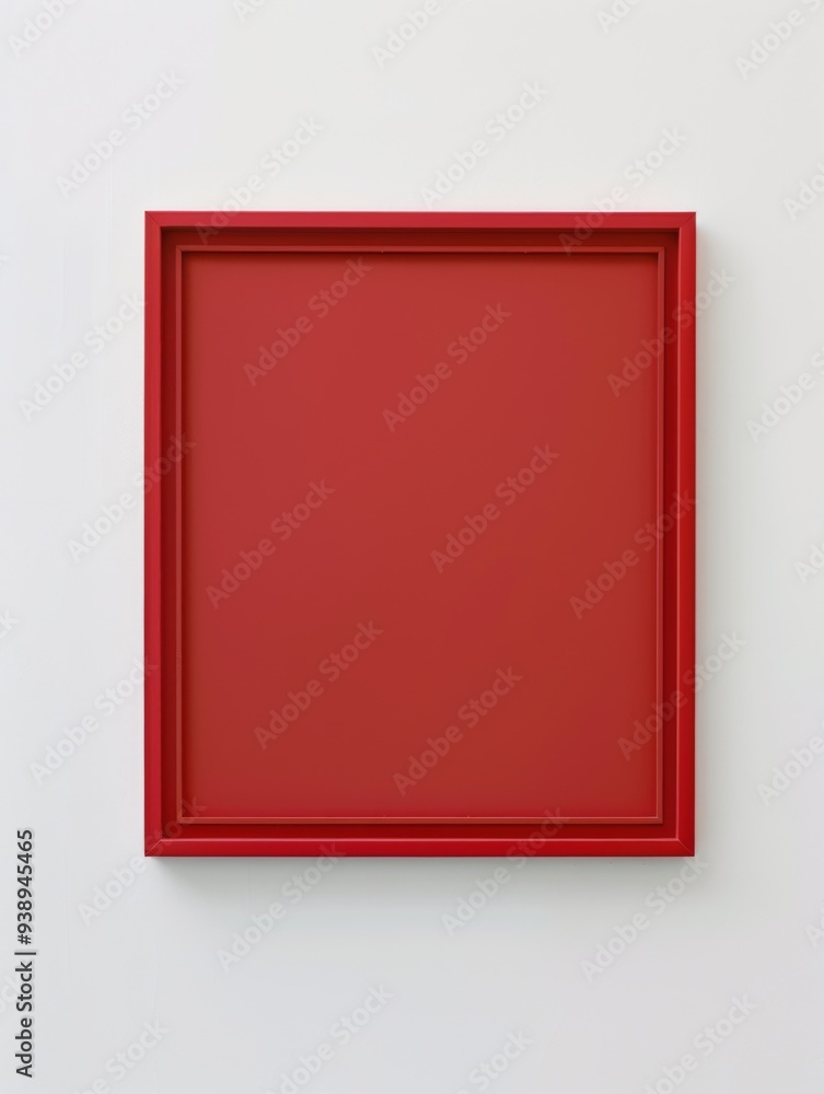 Photography of a red frame with a red mate on a white wall Photography of a red frame with a red mate on a white wall